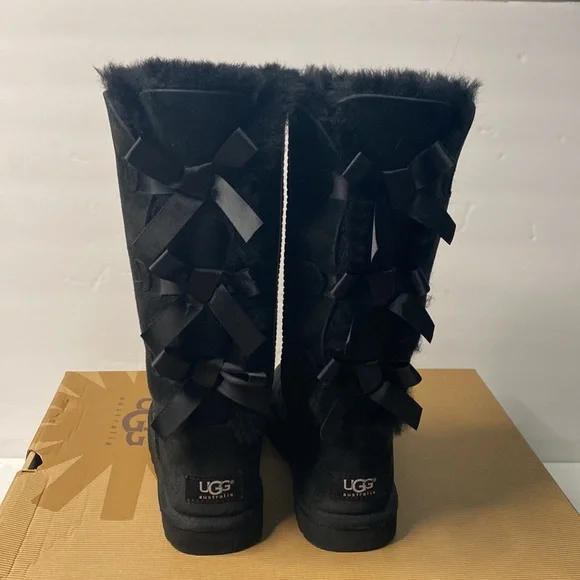 Brand New Authentic Women Tall Bailey Bow Black UGG Boots! Sz